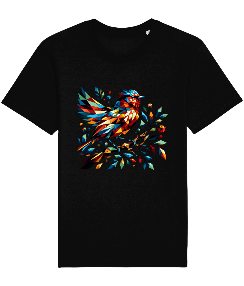 black t-shirt with a crystal bird