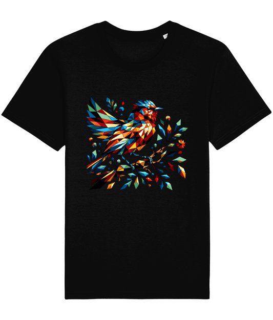 black t-shirt with a crystal bird
