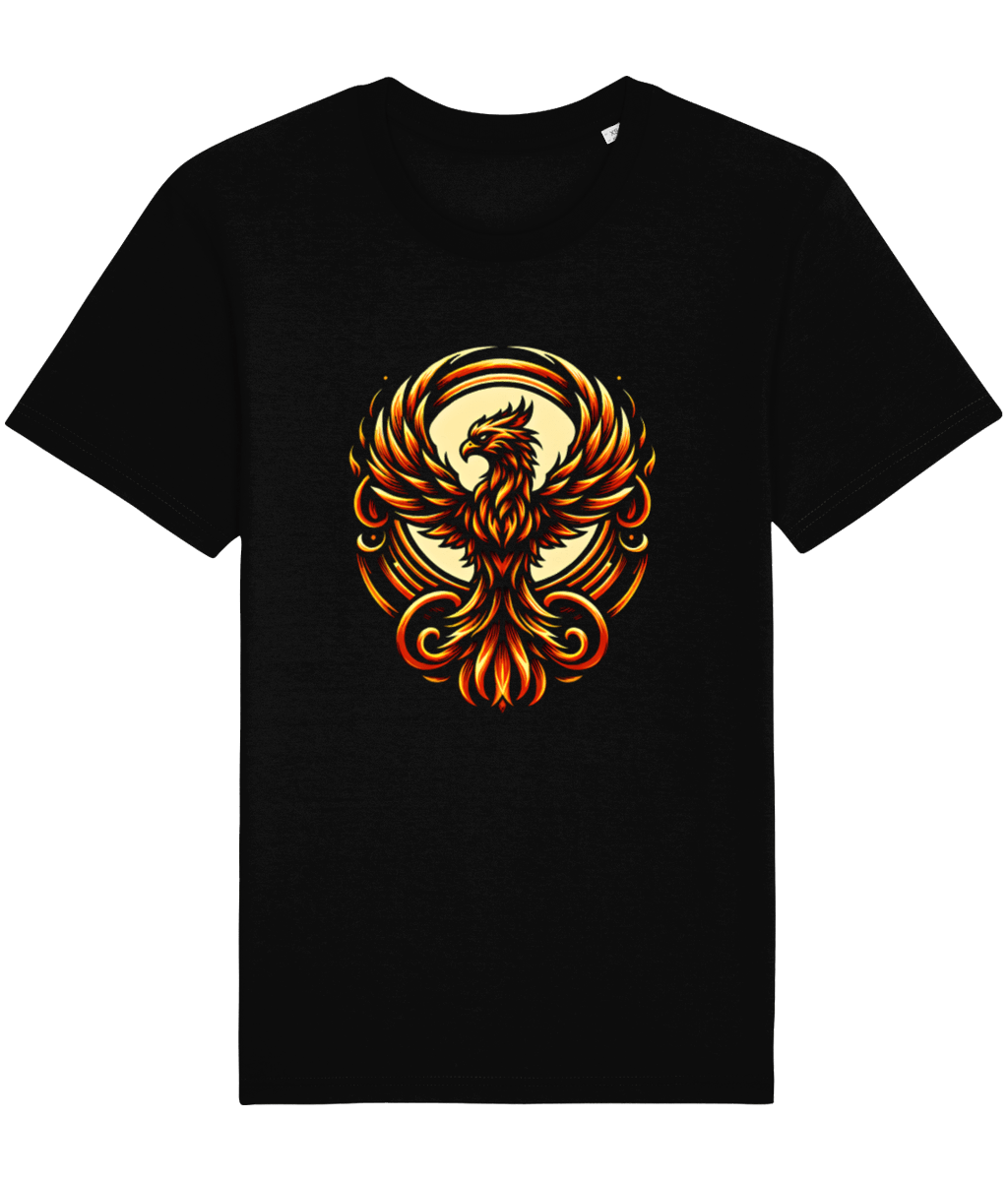 black t-shirt with a phoenix
