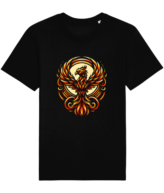 black t-shirt with a phoenix
